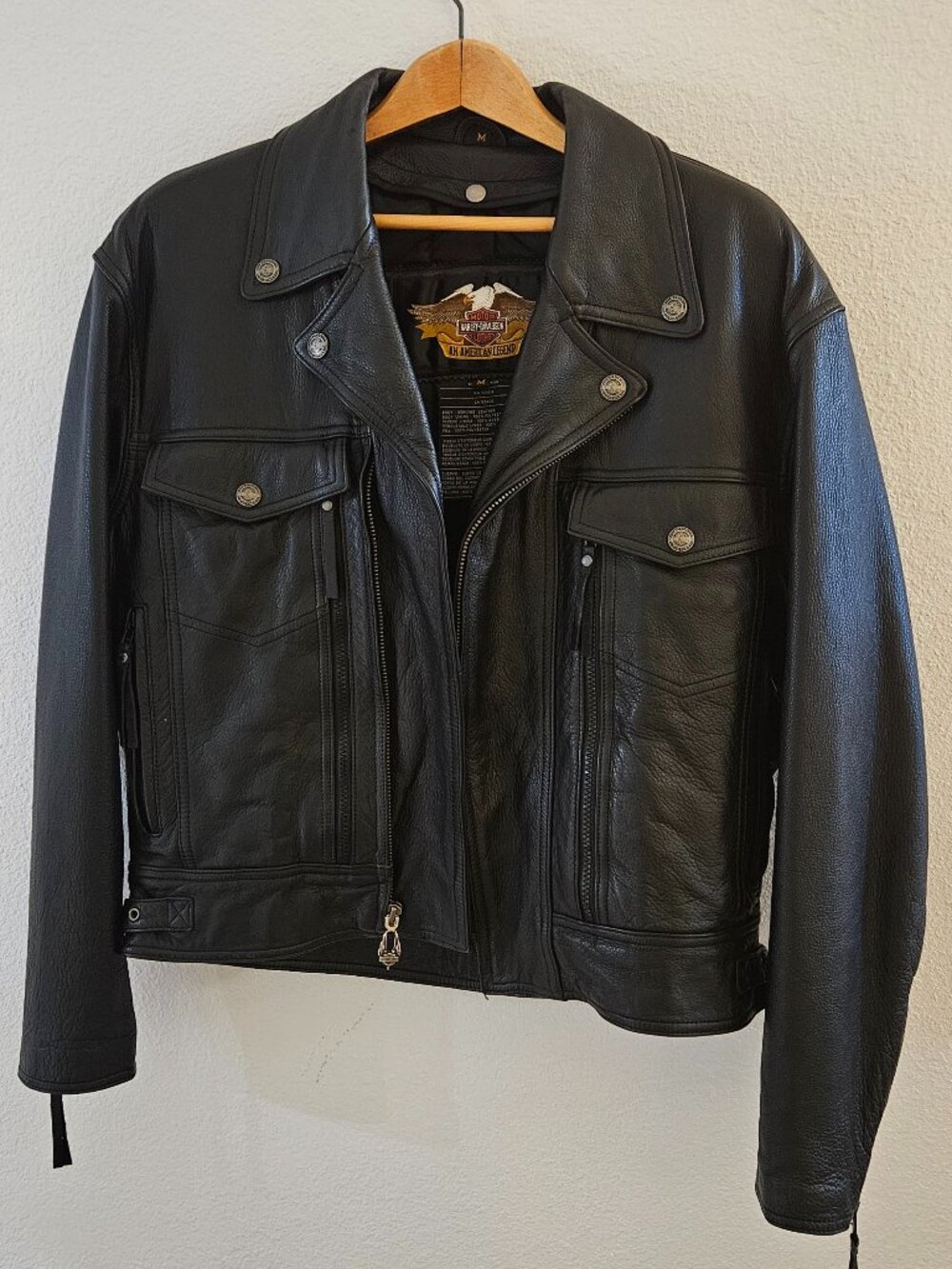 Vintage Harley Davidson Leather Jacket Vented Nevada Removable Liner M {#916-1} - Picture 13 of 16